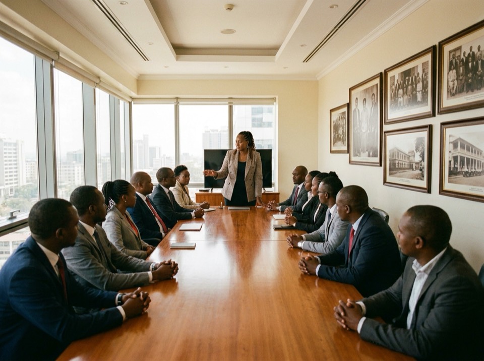 Board members at an annual general meeting